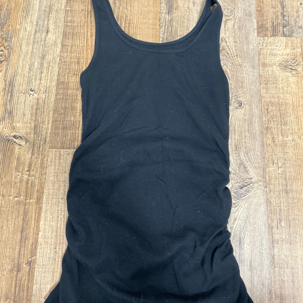 Maternity first layer rib-knit side-shirred tank top